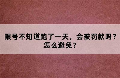 限号不知道跑了一天，会被罚款吗？怎么避免？