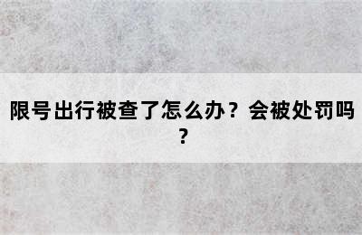 限号出行被查了怎么办？会被处罚吗？