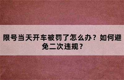 限号当天开车被罚了怎么办？如何避免二次违规？