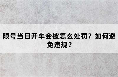 限号当日开车会被怎么处罚？如何避免违规？