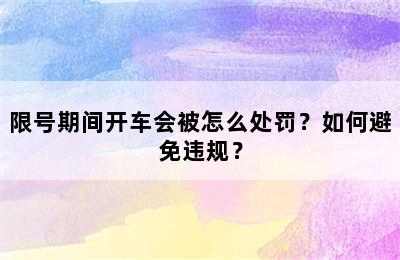 限号期间开车会被怎么处罚？如何避免违规？