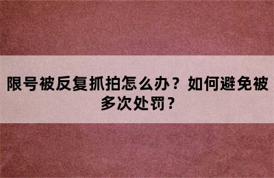 限号被反复抓拍怎么办？如何避免被多次处罚？