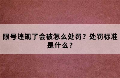 限号违规了会被怎么处罚？处罚标准是什么？