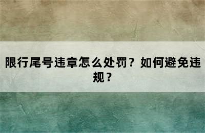 限行尾号违章怎么处罚？如何避免违规？