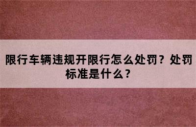 限行车辆违规开限行怎么处罚？处罚标准是什么？
