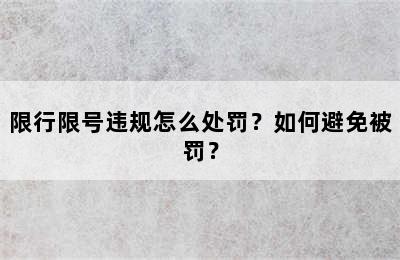 限行限号违规怎么处罚？如何避免被罚？
