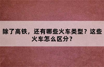 除了高铁，还有哪些火车类型？这些火车怎么区分？