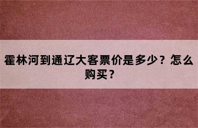 霍林河到通辽大客票价是多少？怎么购买？