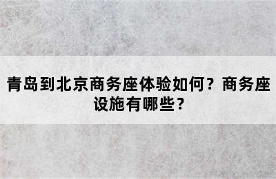 青岛到北京商务座体验如何？商务座设施有哪些？
