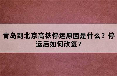 青岛到北京高铁停运原因是什么？停运后如何改签？