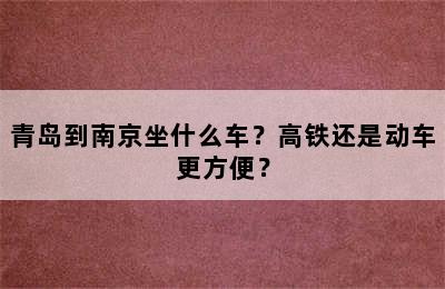 青岛到南京坐什么车？高铁还是动车更方便？