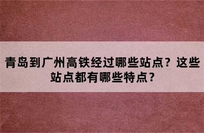 青岛到广州高铁经过哪些站点？这些站点都有哪些特点？