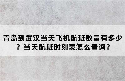 青岛到武汉当天飞机航班数量有多少？当天航班时刻表怎么查询？
