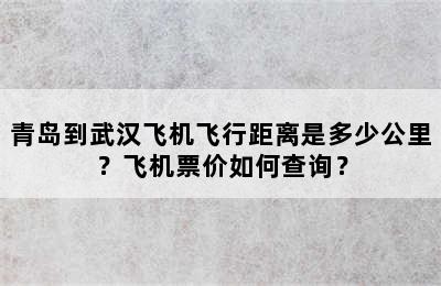 青岛到武汉飞机飞行距离是多少公里？飞机票价如何查询？