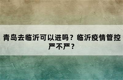 青岛去临沂可以进吗？临沂疫情管控严不严？