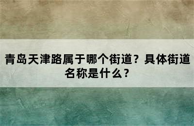 青岛天津路属于哪个街道？具体街道名称是什么？