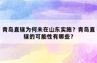 青岛直辖为何未在山东实施？青岛直辖的可能性有哪些？