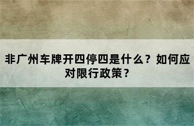 非广州车牌开四停四是什么？如何应对限行政策？