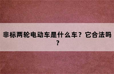 非标两轮电动车是什么车？它合法吗？