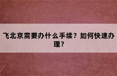 飞北京需要办什么手续？如何快速办理？