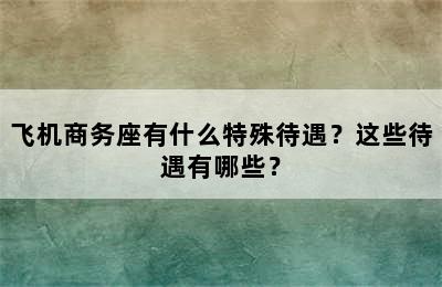 飞机商务座有什么特殊待遇？这些待遇有哪些？