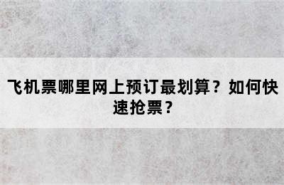 飞机票哪里网上预订最划算？如何快速抢票？
