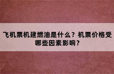飞机票机建燃油是什么？机票价格受哪些因素影响？