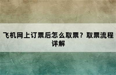 飞机网上订票后怎么取票？取票流程详解