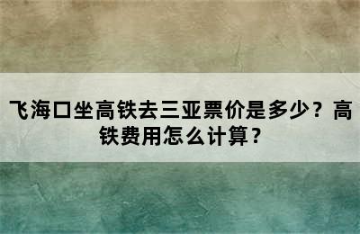 飞海口坐高铁去三亚票价是多少？高铁费用怎么计算？