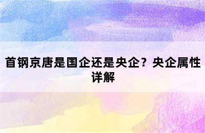 首钢京唐是国企还是央企？央企属性详解