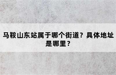 马鞍山东站属于哪个街道？具体地址是哪里？