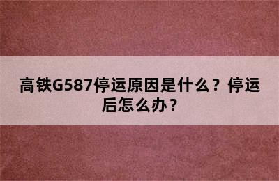 高铁G587停运原因是什么？停运后怎么办？