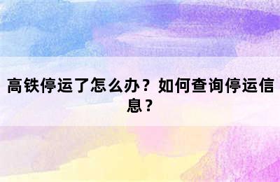 高铁停运了怎么办？如何查询停运信息？