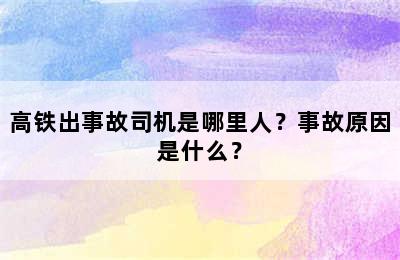 高铁出事故司机是哪里人？事故原因是什么？