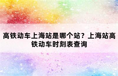 高铁动车上海站是哪个站？上海站高铁动车时刻表查询