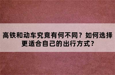 高铁和动车究竟有何不同？如何选择更适合自己的出行方式？
