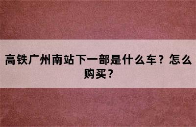 高铁广州南站下一部是什么车？怎么购买？