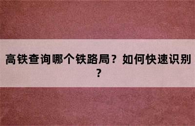 高铁查询哪个铁路局？如何快速识别？