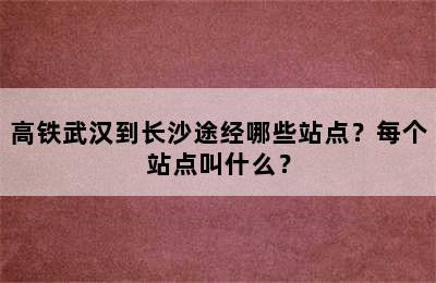 高铁武汉到长沙途经哪些站点？每个站点叫什么？