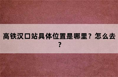 高铁汉口站具体位置是哪里？怎么去？