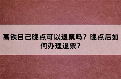 高铁自己晚点可以退票吗？晚点后如何办理退票？