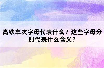 高铁车次字母代表什么？这些字母分别代表什么含义？