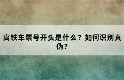 高铁车票号开头是什么？如何识别真伪？