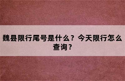 魏县限行尾号是什么？今天限行怎么查询？