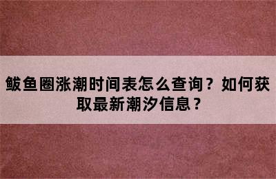 鲅鱼圈涨潮时间表怎么查询？如何获取最新潮汐信息？