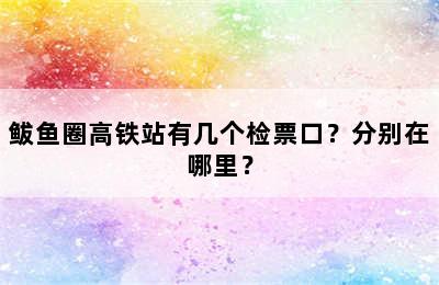 鲅鱼圈高铁站有几个检票口？分别在哪里？