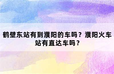 鹤壁东站有到濮阳的车吗？濮阳火车站有直达车吗？