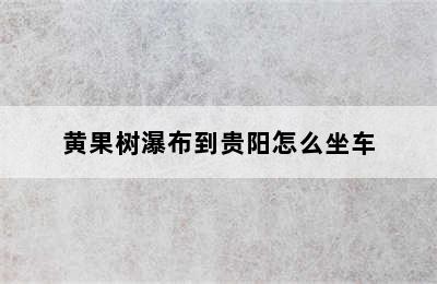 黄果树瀑布到贵阳怎么坐车