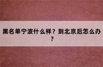黑名单宁波什么样？到北京后怎么办？