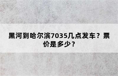 黑河到哈尔滨7035几点发车？票价是多少？